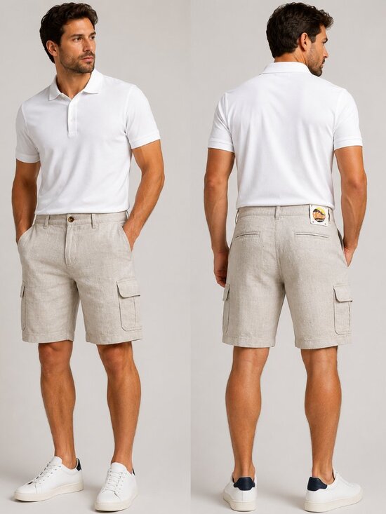 C&C California Other - C&C California Men's 100% Linen Light Beige Cargo Shorts – NWT